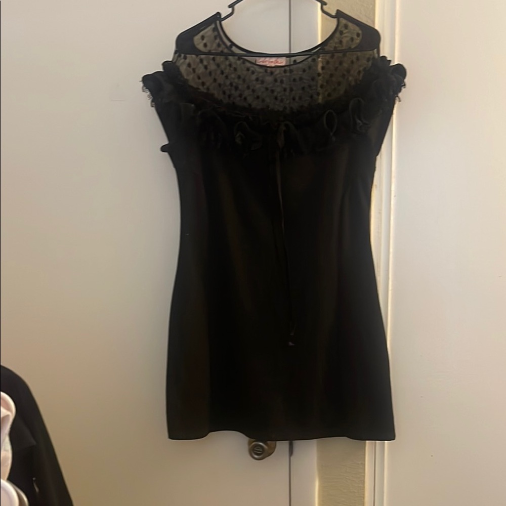 Betsey Johnson Black Sheer Polka Dot Dress